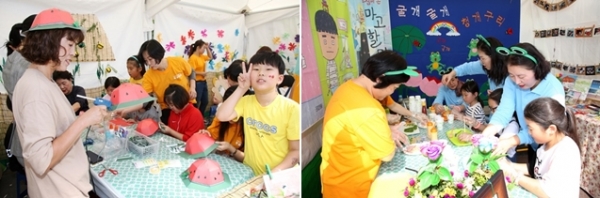 지난해 충북교육도서관에서 주최한 제7회 페스티벌에서 참가자들이 체험 활동을 하고 있는 모습.